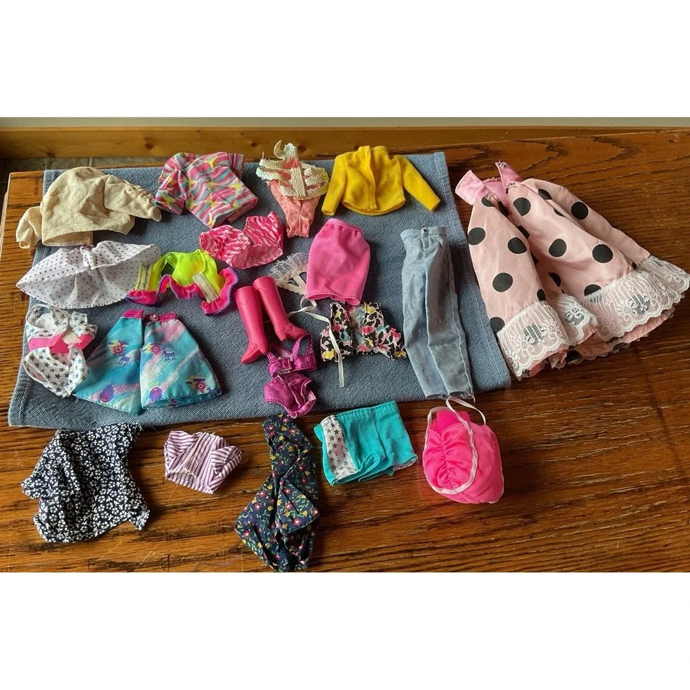 Vintage Barbie Clothing Lot Of 23, Some Homemade, 1 For Another Doll, Pink Boots